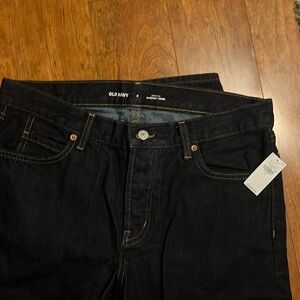 Old Navy, high-rise, button fly, slouchy taper